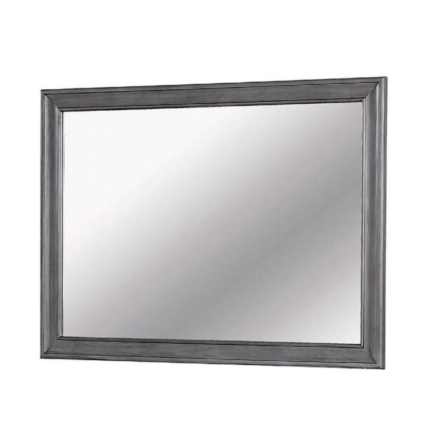Mirror with Wooden Frame with Molded Trim, Gray