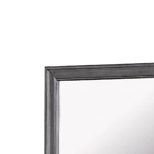 Mirror with Wooden Frame with Molded Trim, Gray
