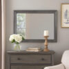 Mirror with Wooden Frame with Molded Trim, Gray