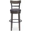 Swivel Barstool with Nailhead Trim and Curved Panel Back, Tall, Gray