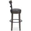 Swivel Barstool with Nailhead Trim and Curved Panel Back, Tall, Gray