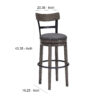 Swivel Barstool with Nailhead Trim and Curved Panel Back, Tall, Gray