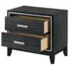 Nightstand with 2 Drawers and Shimmery Details, Black