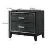 Nightstand with 2 Drawers and Shimmery Details, Black