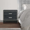 Nightstand with 2 Drawers and Shimmery Details, Black