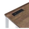 Writing Desk with Wooden Top and Built in USB Port, Brown and White