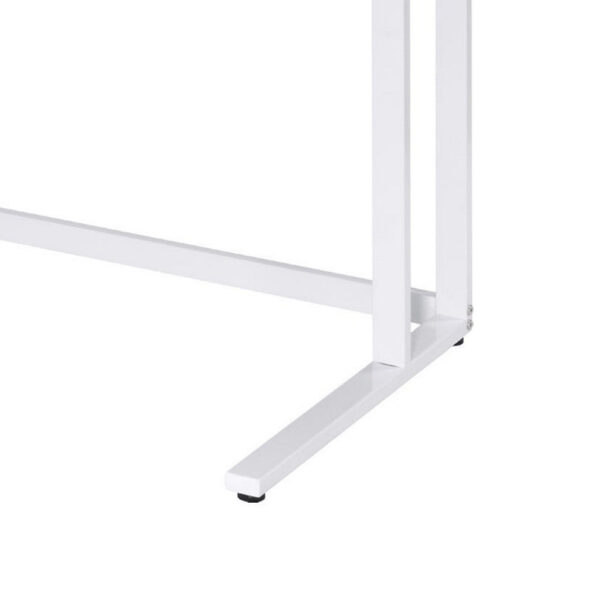 Writing Desk with Wooden Top and Built in USB Port, Brown and White