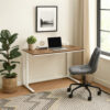 Writing Desk with Wooden Top and Built in USB Port, Brown and White