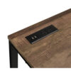Writing Desk with Wooden Top and Built in USB Port, Brown and Black