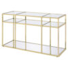 1502202669916cd29f5f9.jpeg 3 Tier Sofa Table with Glass Shelves and Metal Frame, Gold