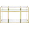 1502202669916cd424454.jpeg 3 Tier Sofa Table with Glass Shelves and Metal Frame, Gold