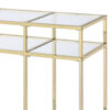 1502202669916cd579c70.jpeg 3 Tier Sofa Table with Glass Shelves and Metal Frame, Gold