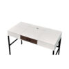 Writing Desk with 2 Hinged Top Storage Compartments, White and Black
