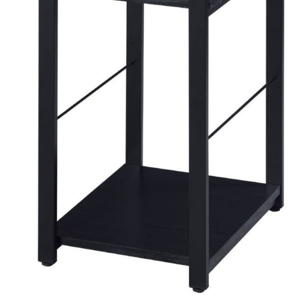Writing Desk with 2 Tier Side Shelves and Tubular Metal Legs, Black