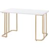Writing Desk with Metal Curved Sled Base and Floor Protectors, White