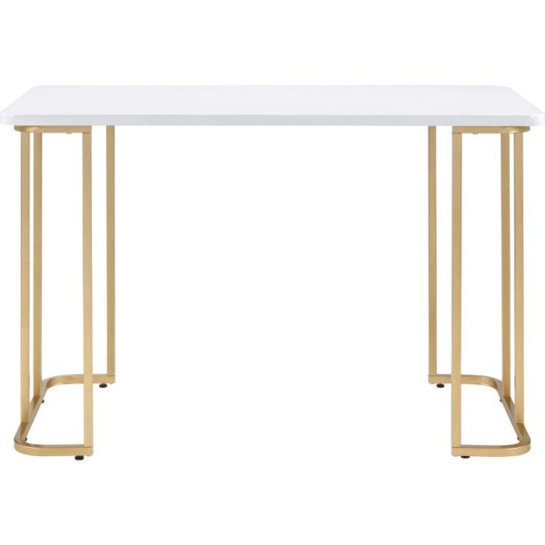 Writing Desk with Metal Curved Sled Base and Floor Protectors, White