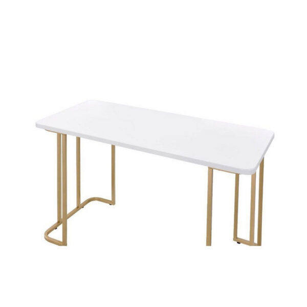 Writing Desk with Metal Curved Sled Base and Floor Protectors, White