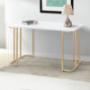 Writing Desk with Metal Curved Sled Base and Floor Protectors, White