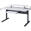 Gaming Table with USB Plugin and Headset Rack, White