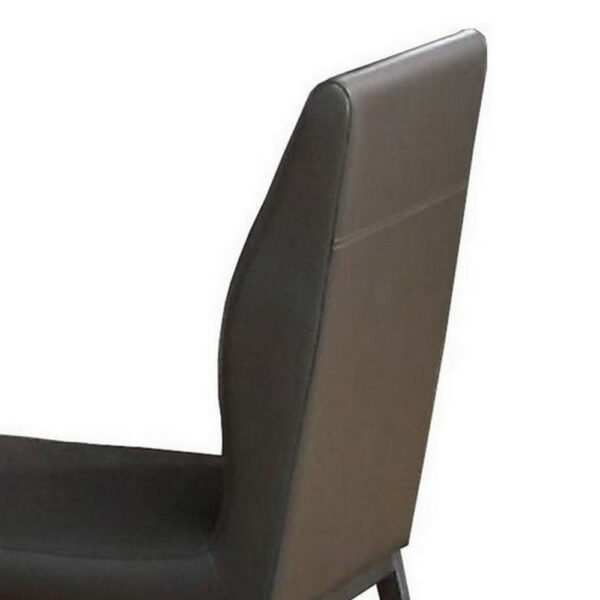 Chair with Faux Leather and Sleek Metal Legs, Gray