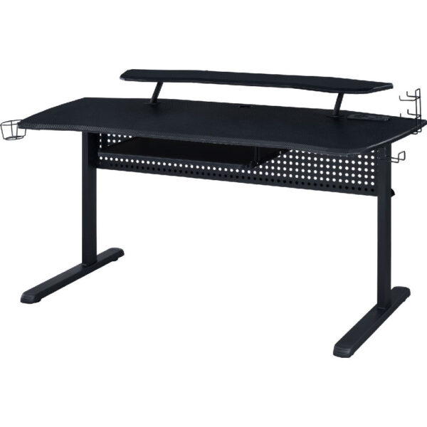 Gaming Table with USB Plugin and Headset Rack, Black