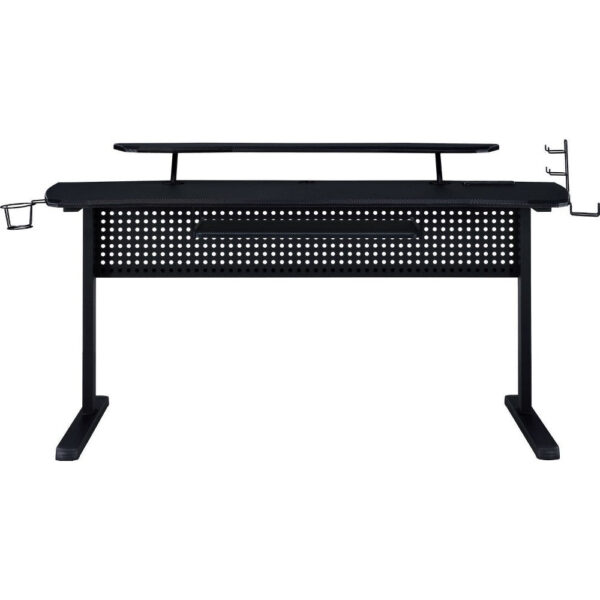 Gaming Table with USB Plugin and Headset Rack, Black