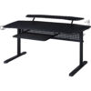Gaming Table with USB Plugin and Headset Rack, Black