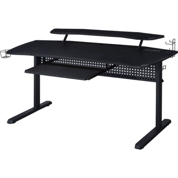 Gaming Table with USB Plugin and Headset Rack, Black
