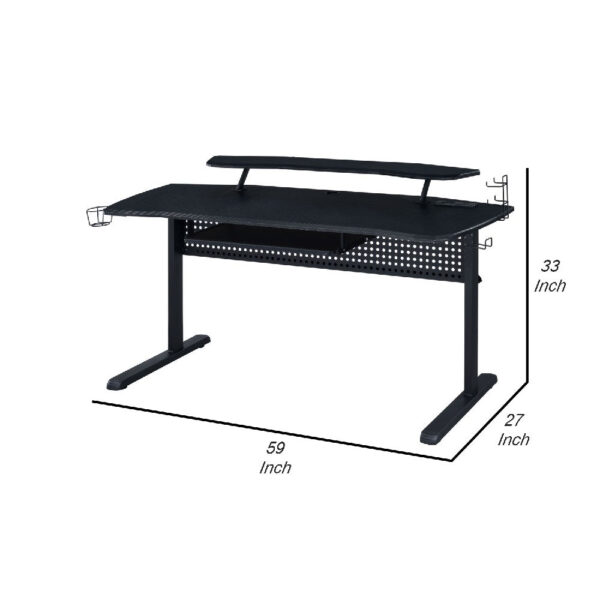 Gaming Table with USB Plugin and Headset Rack, Black