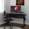 Gaming Table with USB Plugin and Headset Rack, Black