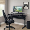 Gaming Table with USB Plugin and Headset Rack, Black