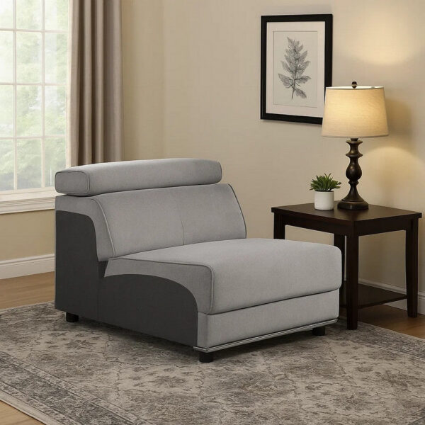 Fabric Upholstered Modular Armless Chair, Dark Gray