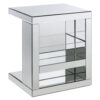 Accent Table with Mirrored Panels and C Shape, Silver
