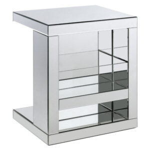1502202669916d9b2c7ae.jpeg Accent Table with Mirrored Panels and C Shape, Silver