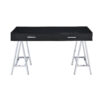 Writing Desk with MDF 2 Drawers and Metal Legs, Black and Chrome