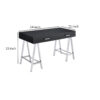 Writing Desk with MDF 2 Drawers and Metal Legs, Black and Chrome