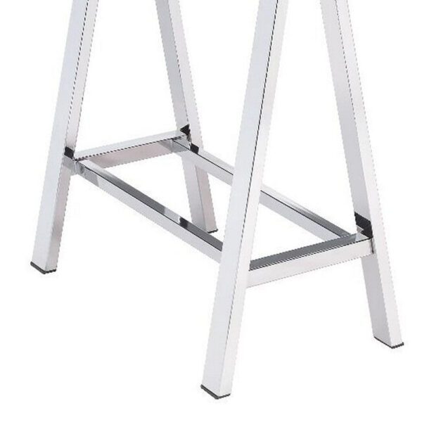 Writing Desk with MDF 2 Drawers and Metal Legs, White and Chrome