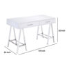 Writing Desk with MDF 2 Drawers and Metal Legs, White and Chrome