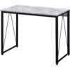 Writing Desk with V Shaped Accent and Distressed Look, White