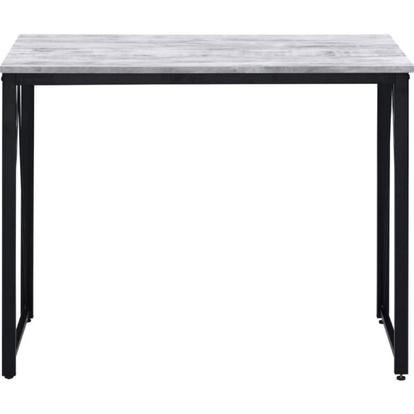 Writing Desk with V Shaped Accent and Distressed Look, White