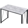 Writing Desk with V Shaped Accent and Distressed Look, White