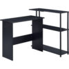 Writing Desk with L Shaped Design and 3 Tier Wooden Shelves, Black