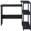 Writing Desk with L Shaped Design and 3 Tier Wooden Shelves, Black