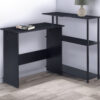 Writing Desk with L Shaped Design and 3 Tier Wooden Shelves, Black