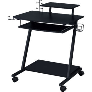 1502202669916e508d89f.jpeg Gaming Desk with Metal Frame and Casters, Black