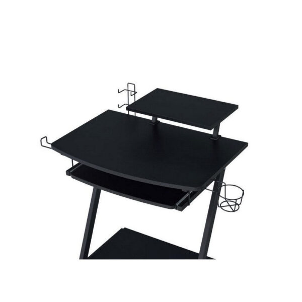 Gaming Desk with Metal Frame and Casters, Black