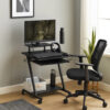 Gaming Desk with Metal Frame and Casters, Black