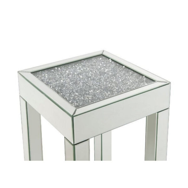 End Table with Faux Acrylic Diamond Top and Block Legs, Silver