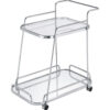 Clear Glass 2-Tier Serving Cart With Chrome Finish
