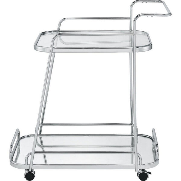 Clear Glass 2-Tier Serving Cart With Chrome Finish